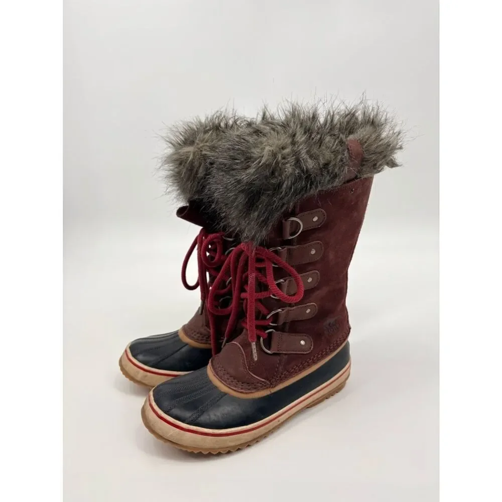 Sorel | Maroon Joan of arch Suede Faux Fur Winter Boots